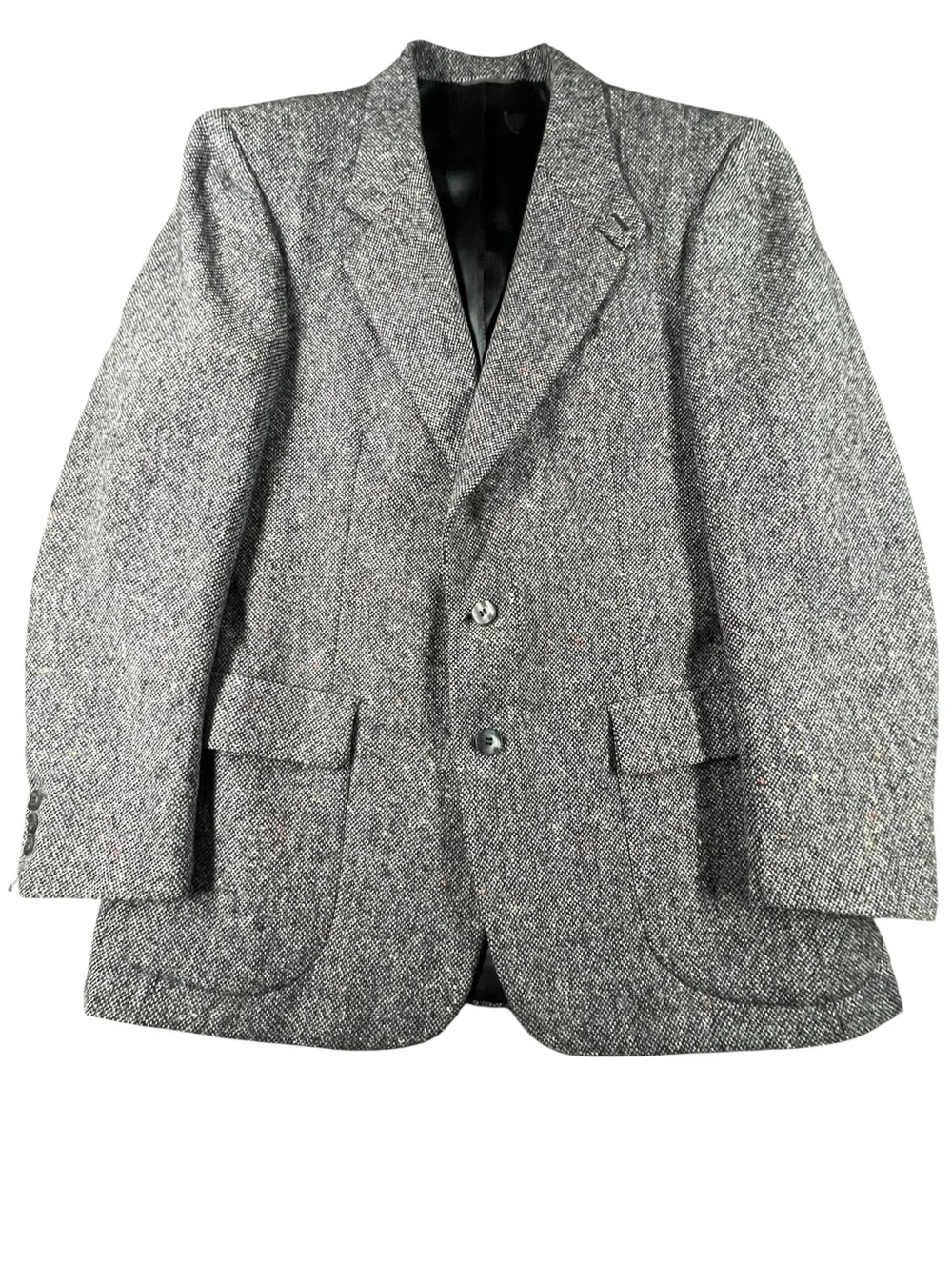 Vintage Pure Virgin Wool Donegal Tweed Blazer Blue Black Flecked Sport Coat